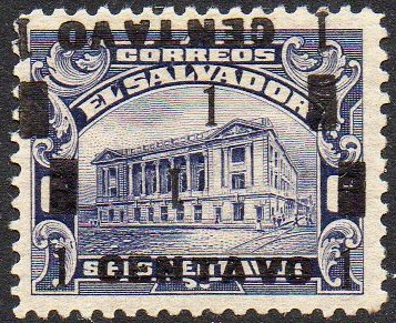 sellos timbres-poste Briefmarken stamps El Salvador 1918 1c/6c CENTAVO in capital letters Tram Trolley Tranvia National Theatre teatro nacional 